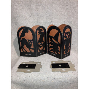 2 Vintage 30s Halloween Diecut Lantern 4 Panels Witch Cat Owl Jack O’Lantern New